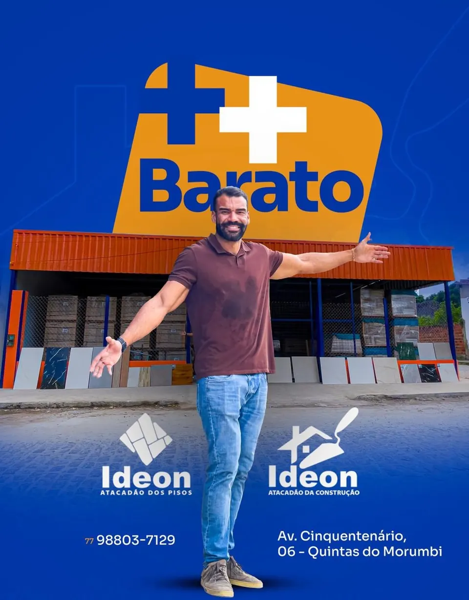 Fachada da loja Ideon Atacadão da Construção na Av. Cinquentenário, em Itapetinga - BA